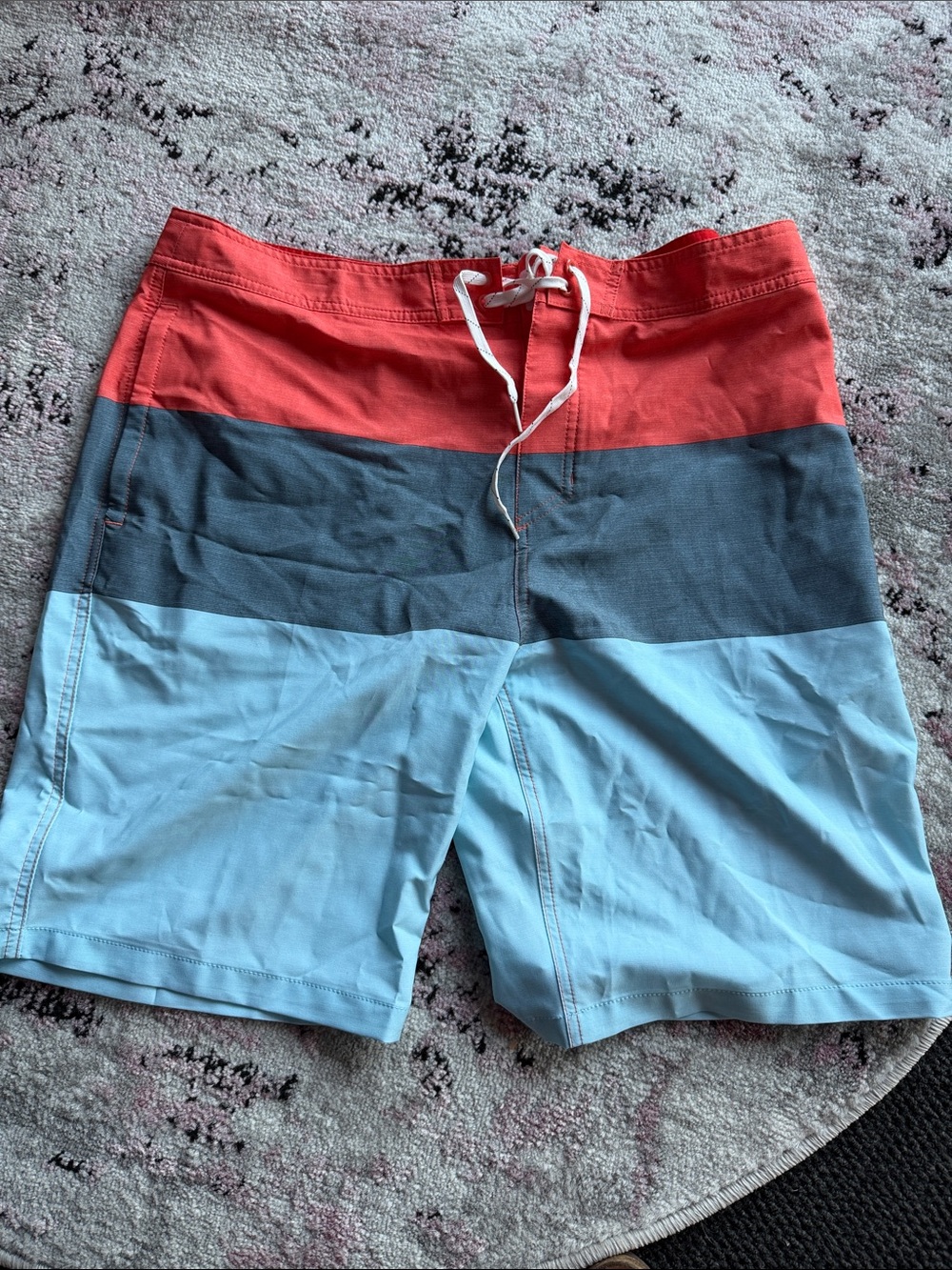 Goodfellow & Co Colorblock Swim Shorts - Coral, Charcoal & Light Blue